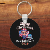 Vintage Grappige Trump Prettig Kerstfeest Beste Ca Sleutelhanger (Voorkant)