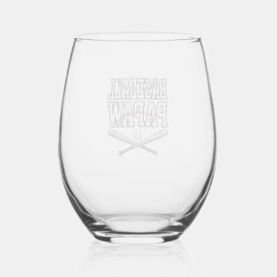 Vintage graveerontwerp voor honkbal papaw_1 wijnglas zonder voet
