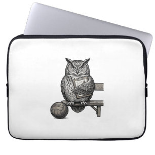 Vintage graveerwerk Uil Voetbal Coach T-shirt ontw Laptop Sleeve