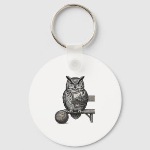 Vintage graveerwerk uil voetbalcoach shirt ontwerp sleutelhanger