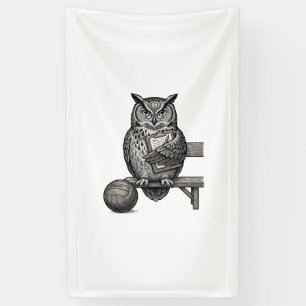 Vintage graveerwerk uil voetbalcoach shirt ontwerp spandoek