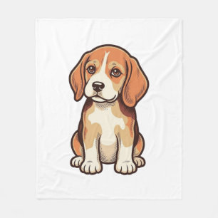 Vintage Gravure Beagle Puppy Vector Kunst_1 Fleece Deken