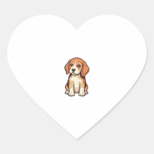 Vintage Gravure Beagle Puppy Vector Kunst_1 Hart Sticker