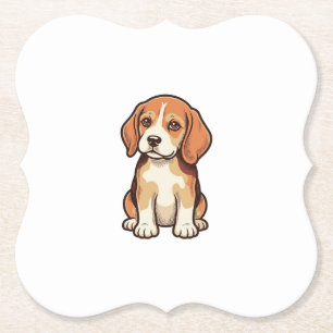 Vintage Gravure Beagle Puppy Vector Kunst_1 Kartonnen Onderzetters