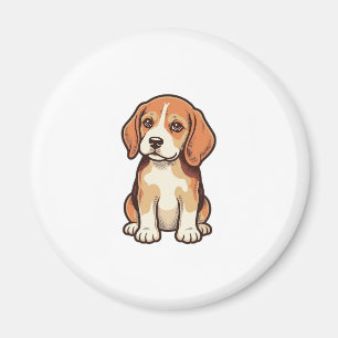 Vintage Gravure Beagle Puppy Vector Kunst_1 Magneet
