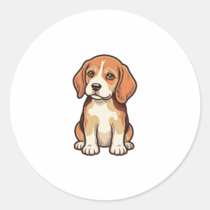Vintage Gravure Beagle Puppy Vector Kunst_1 Ronde Sticker
