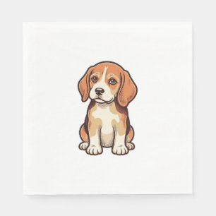 Vintage Gravure Beagle Puppy Vector Kunst_1 Servet