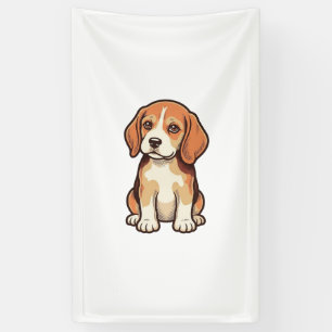 Vintage Gravure Beagle Puppy Vector Kunst_1 Spandoek