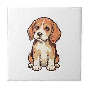 Vintage Gravure Beagle Puppy Vector Kunst_1 Tegeltje