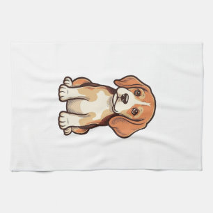 Vintage Gravure Beagle Puppy Vector Kunst_1 Theedoek