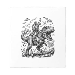 Vintage Gravure Dinosaurus Ruiter Grafisch T-shirt Notitieblok