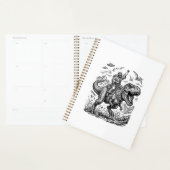 Vintage Gravure Dinosaurus Ruiter Grafisch T-shirt Planner (Display)