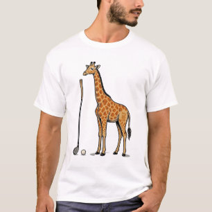 Vintage Gravure Giraffe Golf Vector T-Shirt Desi