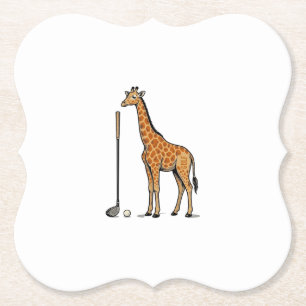 Vintage Gravure Giraffe Golf Vector T-Shirt Desi Kartonnen Onderzetters