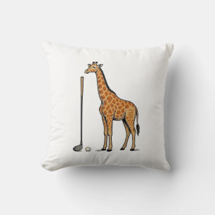 Vintage Gravure Giraffe Golf Vector T-Shirt Desi Kussen