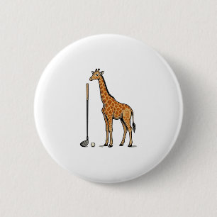 Vintage Gravure Giraffe Golf Vector T-Shirt Desi Ronde Button 5,7 Cm