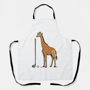Vintage Gravure Giraffe Golf Vector T-Shirt Desi Schort