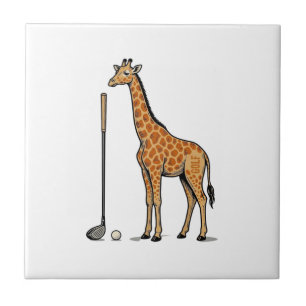 Vintage Gravure Giraffe Golf Vector T-Shirt Desi Tegeltje