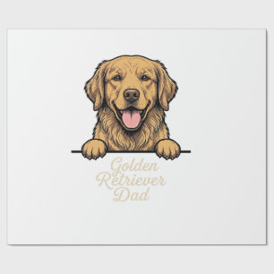 Vintage Gravure Gouden Retriever Vader Cadeaupapier