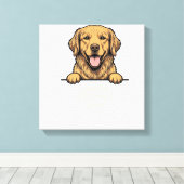 Vintage Gravure Gouden Retriever Vader Canvas Afdruk (Insitu (Houten vloer))