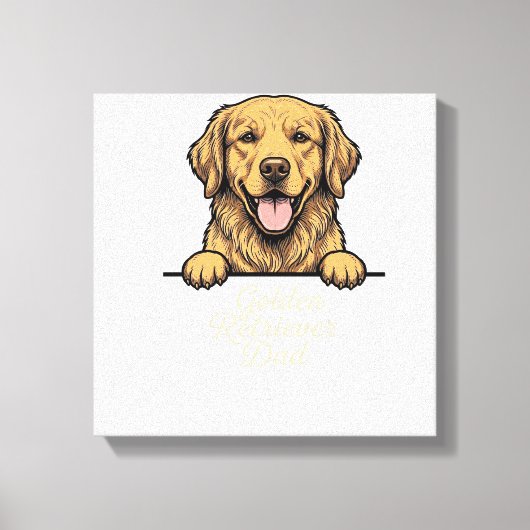 Vintage Gravure Gouden Retriever Vader Canvas Afdruk (Voorkant)