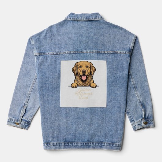 Vintage Gravure Gouden Retriever Vader Denim Jacket (Achterkant)