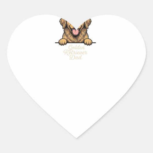 Vintage Gravure Gouden Retriever Vader Hart Sticker (Voorkant)