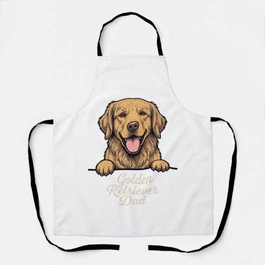 Vintage Gravure Gouden Retriever Vader Schort (Voorkant)