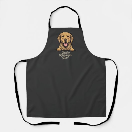 Vintage Gravure Gouden Retriever Vader Schort (Voorkant)