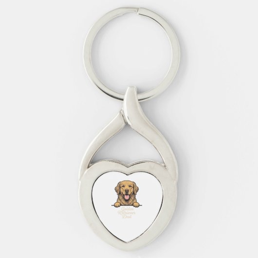 Vintage Gravure Gouden Retriever Vader Sleutelhanger (Voorkant)
