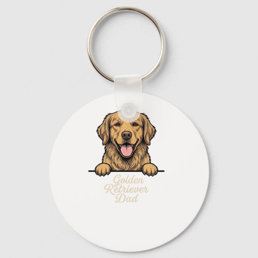 Vintage Gravure Gouden Retriever Vader Sleutelhanger (Voorkant)