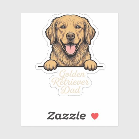 Vintage Gravure Gouden Retriever Vader Sticker (Vel)