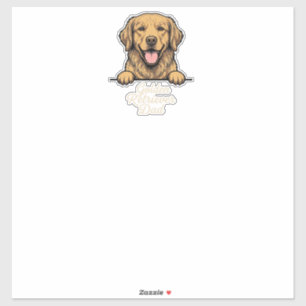 Vintage Gravure Gouden Retriever Vader Sticker