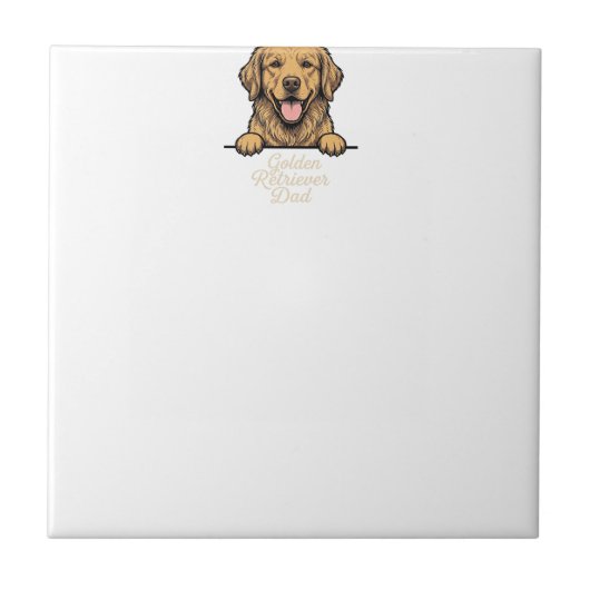 Vintage Gravure Gouden Retriever Vader Tegeltje (Voorkant)