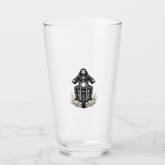 Vintage Gravure Motorrijder Vectorontwerp_1 Glas (Voorkant)