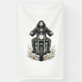 Vintage Gravure Motorrijder Vectorontwerp_1 Spandoek (Verticaal)
