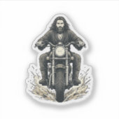 Vintage Gravure Motorrijder Vectorontwerp_1 Sticker (Voorkant)