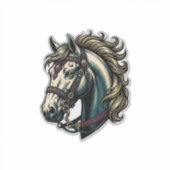 Vintage Gravure Paardenhoofd Vector Sticker (Voorkant)