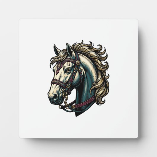 Vintage Gravure Paardenkop Vector Fotoplaat (Voorkant)