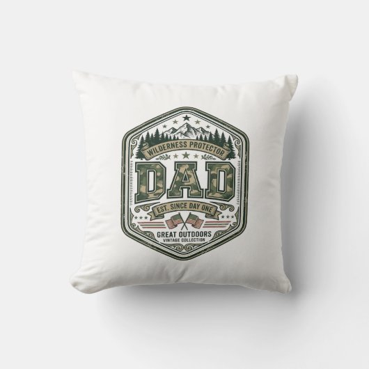 Vintage Gravure Vader Berg Badge Shirt Ontwerp_ Kussen (Voorkant)