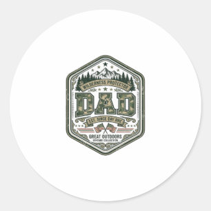 Vintage Gravure Vader Berg Badge Shirt Ontwerp_ Ronde Sticker