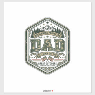 Vintage Gravure Vader Berg Badge Shirt Ontwerp_ Sticker