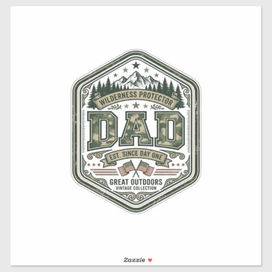 Vintage Gravure Vader Berg Badge Shirt Ontwerp_ Sticker (Vel)