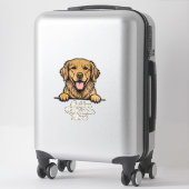 Vintage Gravure van Vader met Gouden Retriever Sticker (Koffer)