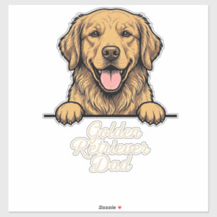 Vintage Gravure van Vader met Gouden Retriever Sticker