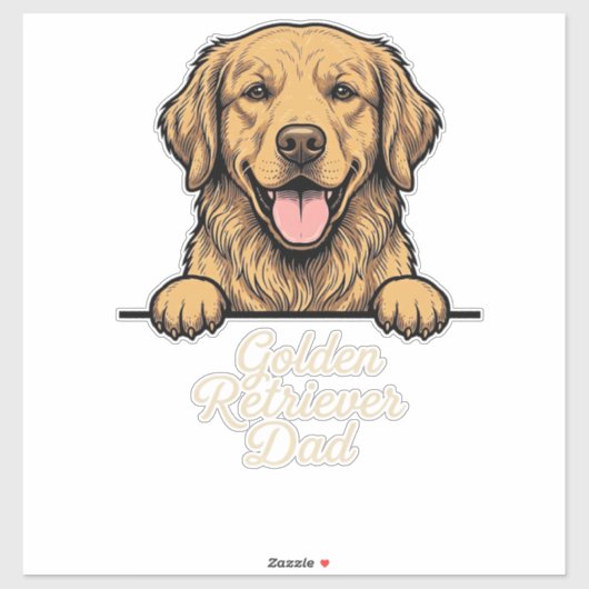 Vintage Gravure van Vader met Gouden Retriever Sticker (Vel)