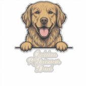 Vintage Gravure van Vader met Gouden Retriever Sticker (Voorkant)