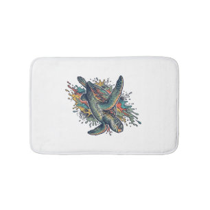 Vintage Gravure Zee Schildpad Spat Vector Design_ Badmat