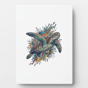 Vintage Gravure Zee Schildpad Spat Vector Design_ Fotoplaat