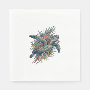 Vintage Gravure Zee Schildpad Spat Vector Design_ Servet